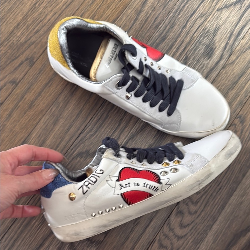 ZADIG and VOLTAIRE women White and Gold Sneakers